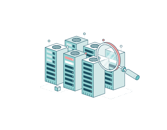 Audit de base de données, illustration isométrique