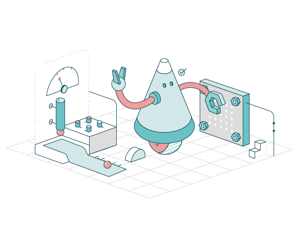 Maintenance applicative WinDev, WebDev, WinDev Mobile, illustration isométrique