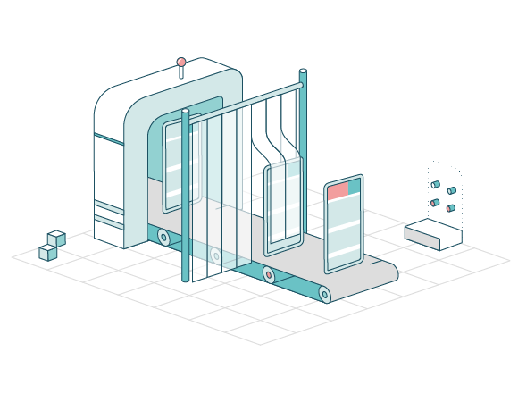 Migration d'application WinDev vers WebDev ou WinDev Mobile, illustration isométrique