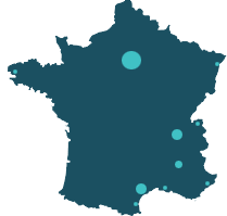 Nos 30 collaborateurs répartis partout en France, illustration isométrique