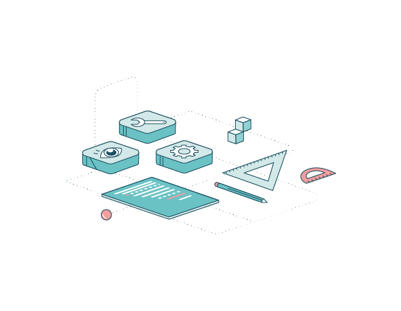 Transfert de compétences WinDev, WebDev, WinDev Mobile, illustration isométrique