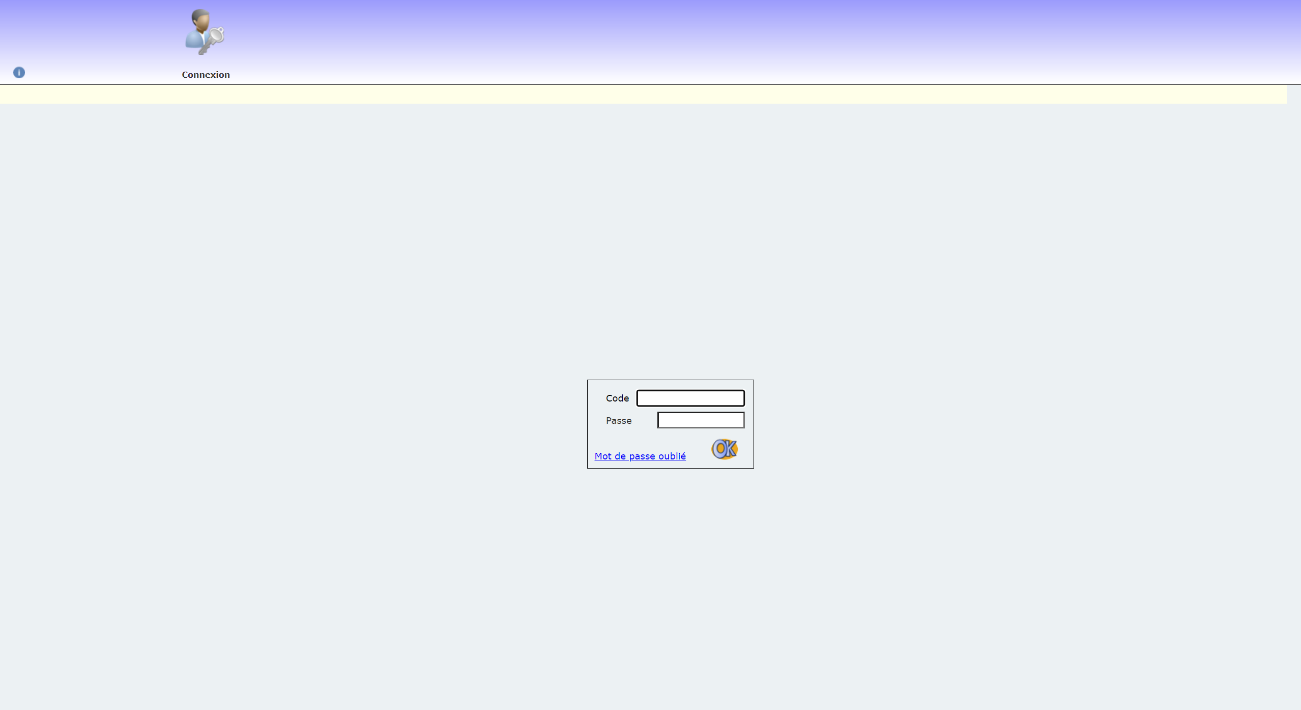 L'écran de connexion de l'ERP Mazenq avant la refonte, dans l'interface WebDev d'origine