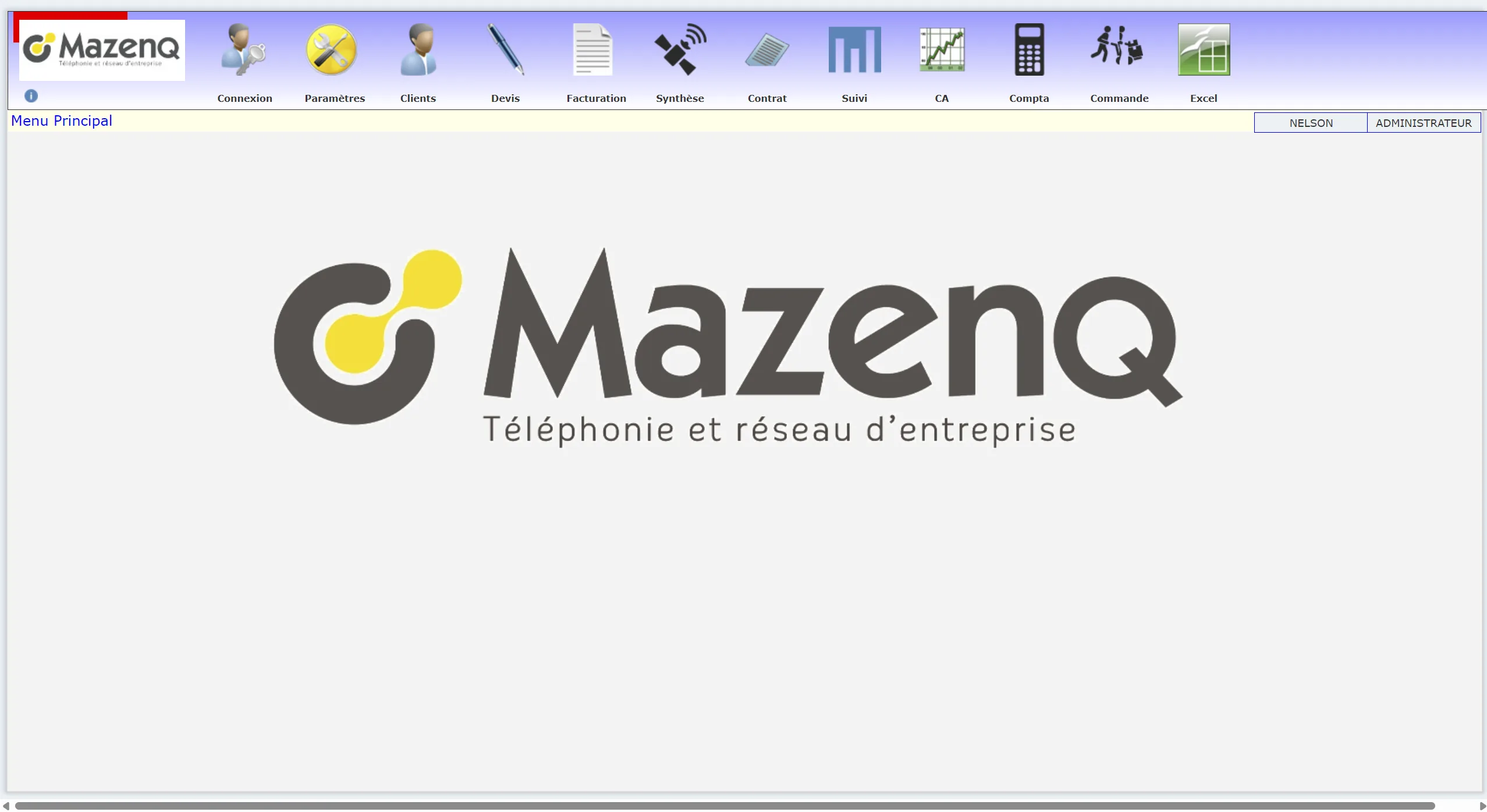 L'écran d'accueil de l'ERP Mazenq avant la refonte, dans l'interface WebDev d'origine