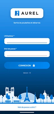 Écran de l'application mobile AUREL sur téléphone, écrit en C# MAUI