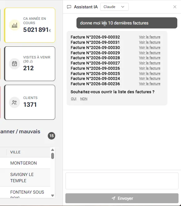 Champ de chat IA intégré à l'application Mazenq
